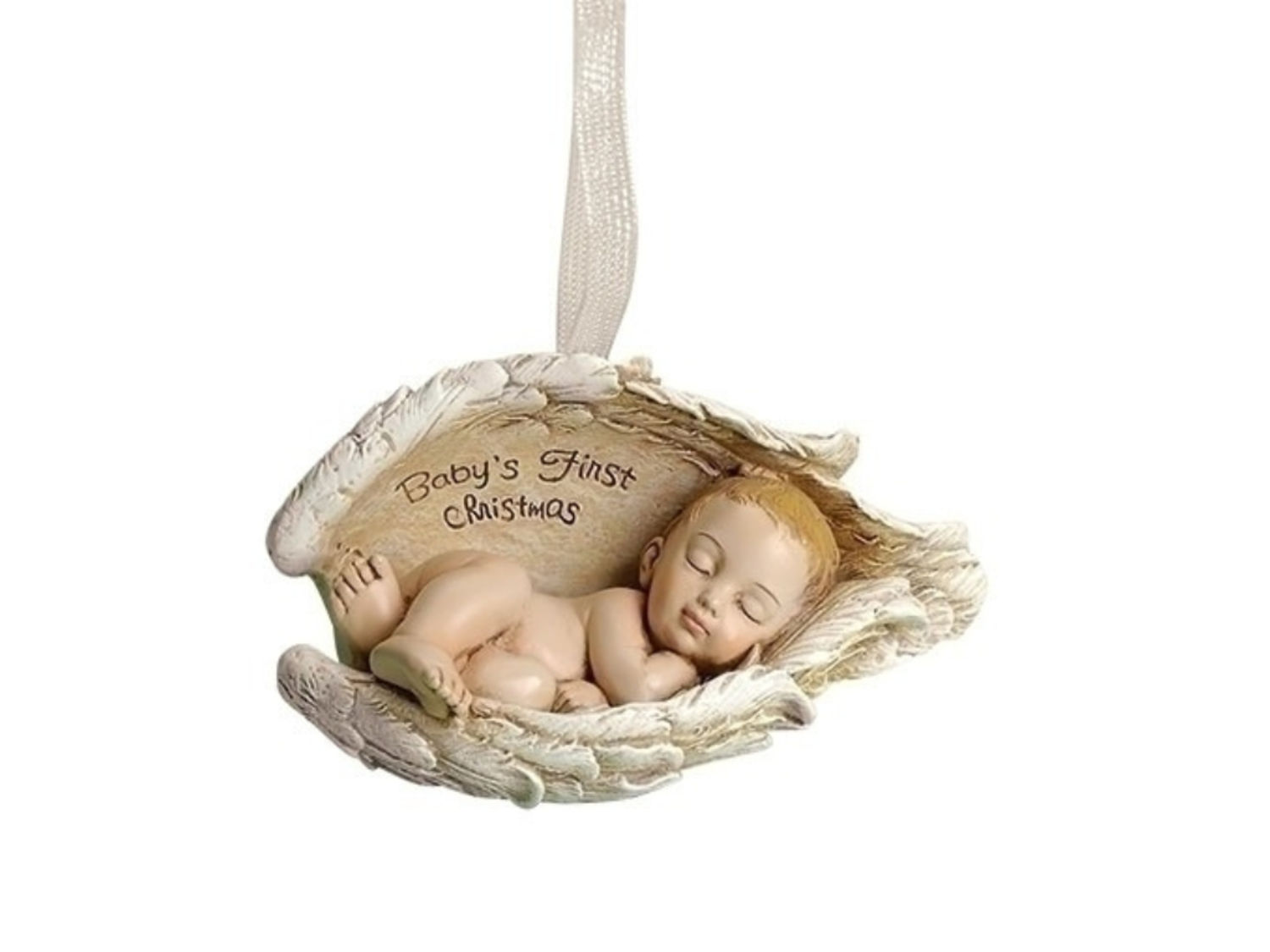 Baby in Wings 38267 	2.25"H BABY IN WINGS ORNAMENT BABY'S FIRST XMAS