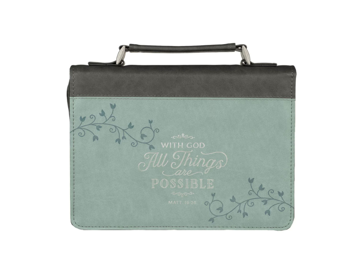 All Things BBM683 All Things Are Possible Light Blue Faux Leather Fashion Bible Cover - Matthew 19:26